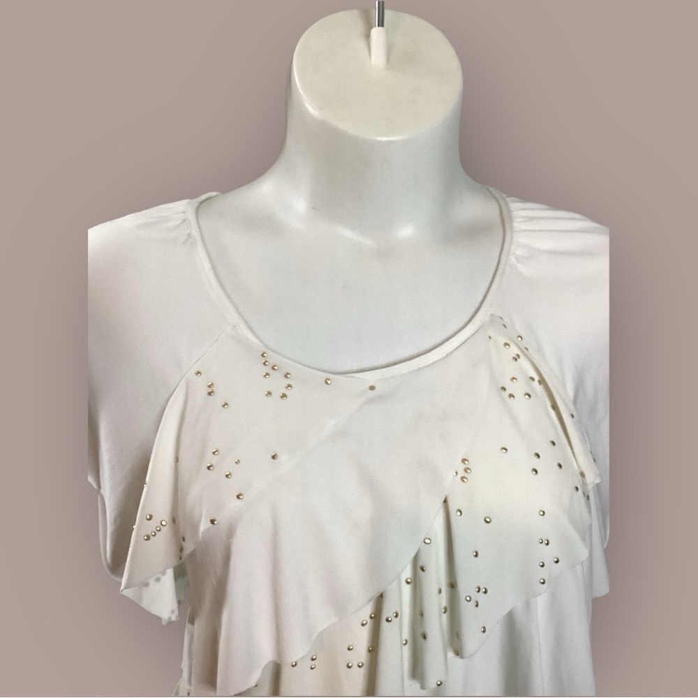 Kim Rogers White Layered Ruffle Blouse, Plus Size 2X - Picture 3 of 8